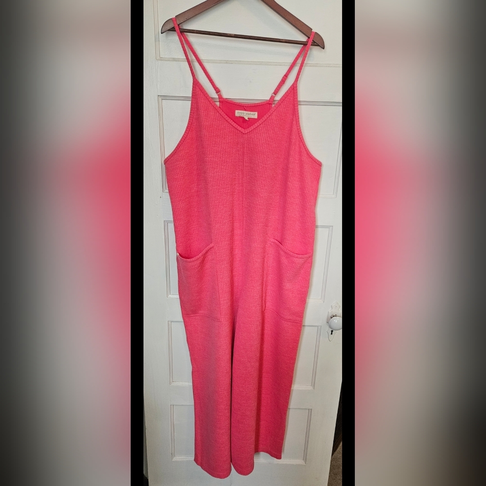 Simply Southern Pink Ribbed Wide Leg Romper - New Without Tags